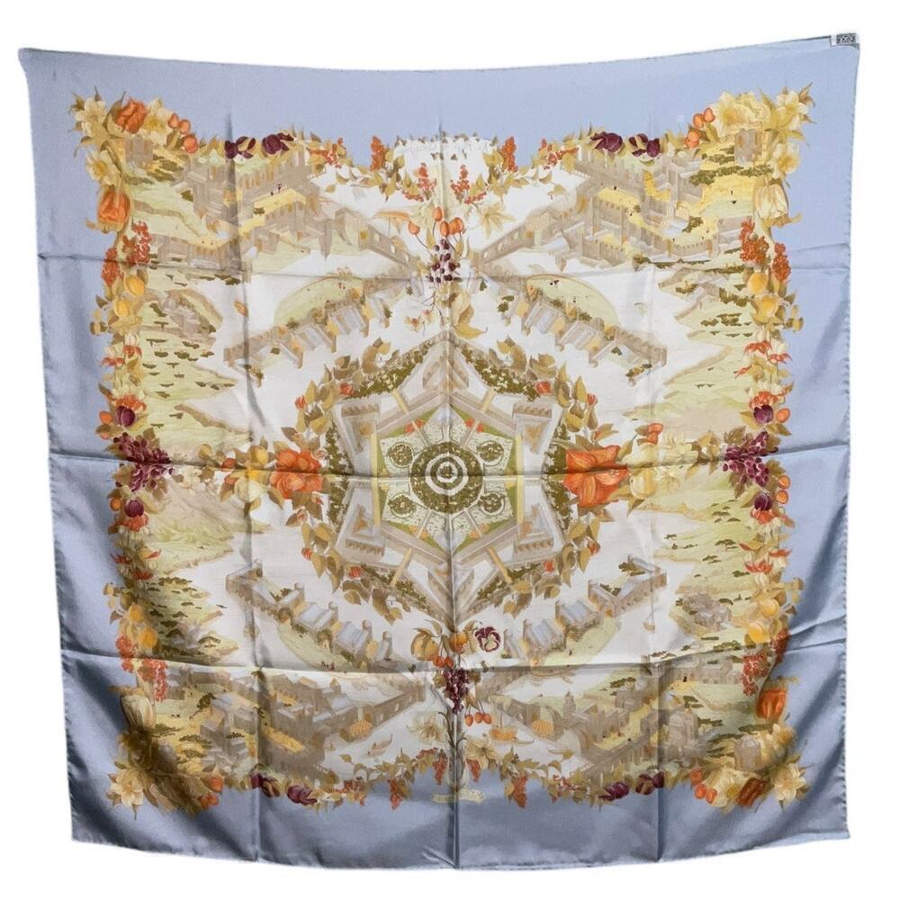 Hermes Carré Scarf 90cm AU PAYS DE COCAGNE Light blue - Picture 2 of 12